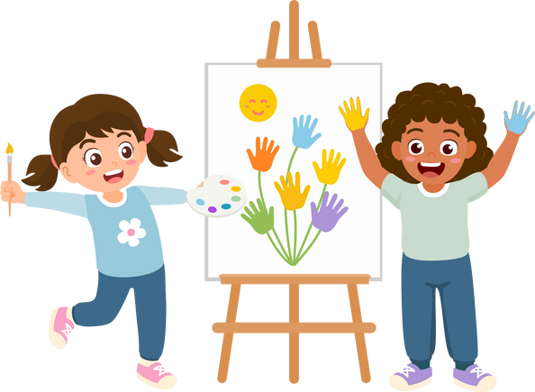 children play finger paint art